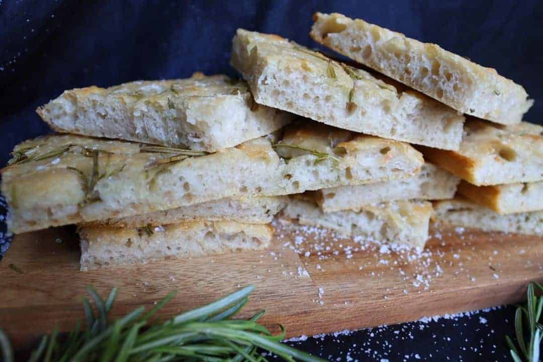 Focaccia geschitten